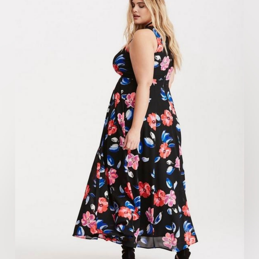 Torrid Floral Print Georgette High Neck Maxi Dress - Picture 4 of 8